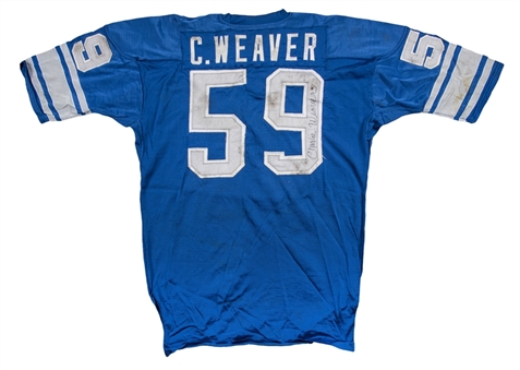 1970s Circa Charlie Weaver Game Used & Signed Detroit Lions Home Jersey (Beckett)